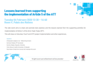 Lessons Learned from Supporting the Implementation of Article 5 of the ATT event flyer